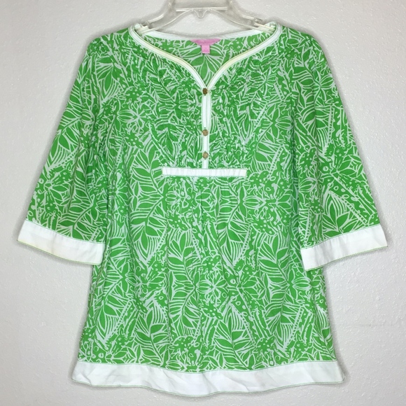 Lilly Pulitzer Tops - Lilly Pulitzer Green and white floral blouse